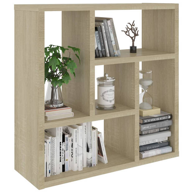 The Living Store wandrek Sonoma eiken - 45.1 x 16 x 45.1 cm - 5 opbergvakken