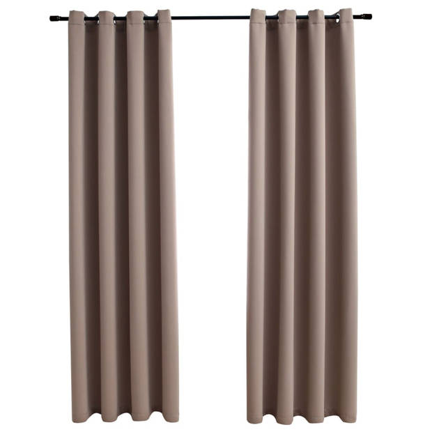 vidaXL Gordijn verduisterend met metalen ringen 2 st 140x225 cm taupe