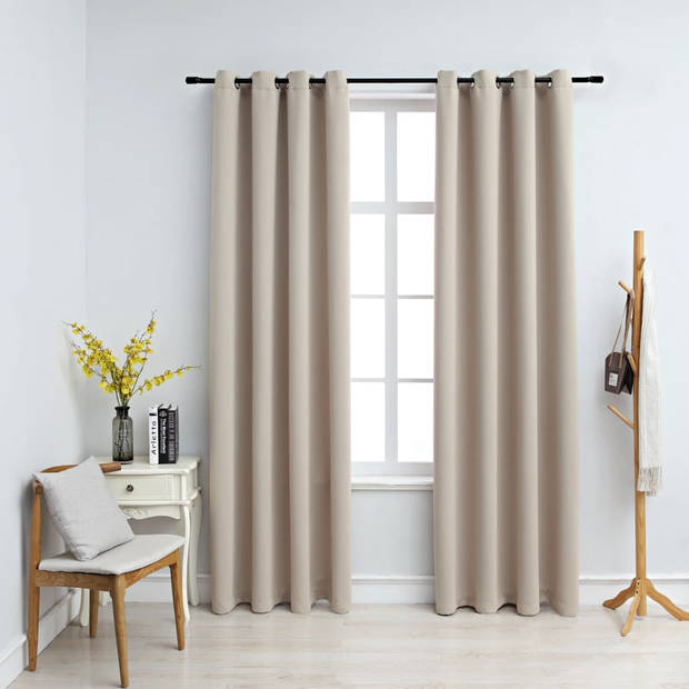 The Living Store Gordijn Premium Polyester - 140 x 225 cm - Beige