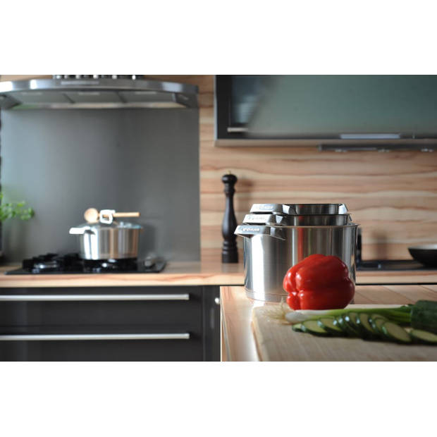 Mehrzer Premium - Hoge kookpan met deksel - 20 cm - RVS