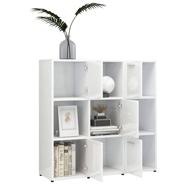 The Living Store Boekenkast - Boekenkast - 90 x 30 x 90 cm - Hoogglans wit