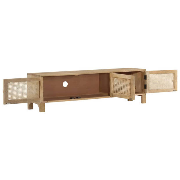 The Living Store Massief mangohouten TV-meubel - 140 x 30 x 40 cm - Met 3 deuren