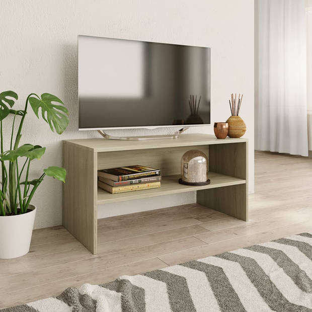 The Living Store TV-meubel Vintage - 80 x 40 x 40 cm - Sonoma eiken - Bewerkt hout