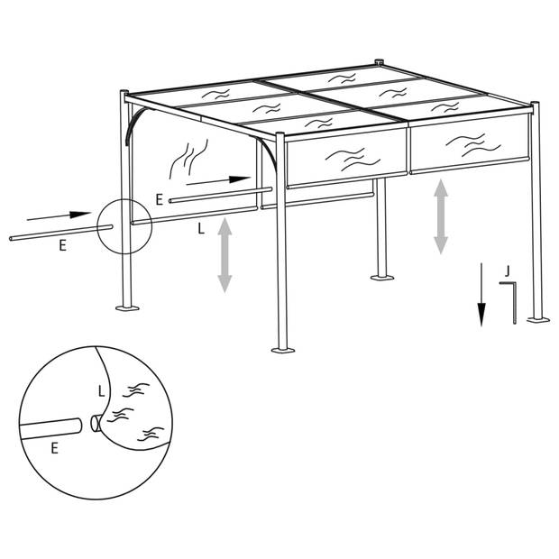 vidaXL Pergola met verstelbaar dak 3x3 m staal crèmewit