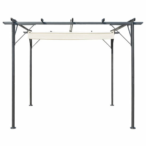 vidaXL Pergola met uitschuifbaar dak 3x3 m staal crémewit