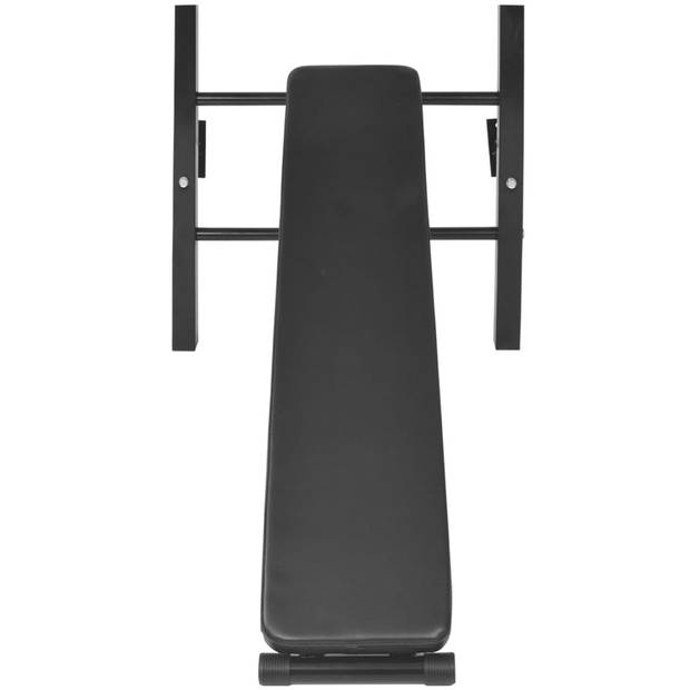 The Living Store Power Tower - verstelbaar dip-station - pull-up stang en sit-up bankje - zwart - 90 x 130 x 219 cm -