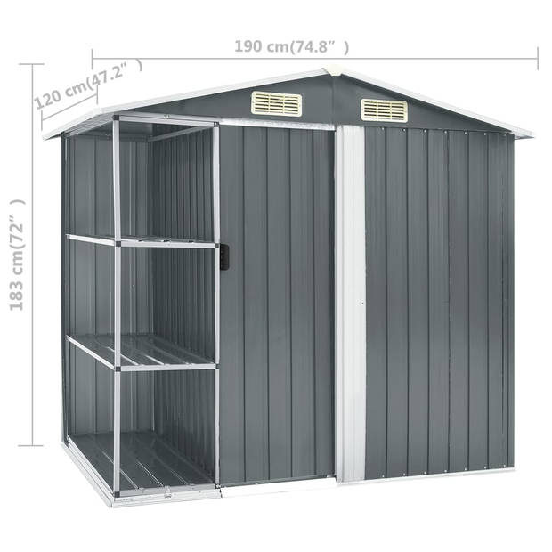 The Living Store Tuinberging - Gegalvaniseerd ijzer - 205 x 130 x 183 cm - Lichtgrijs