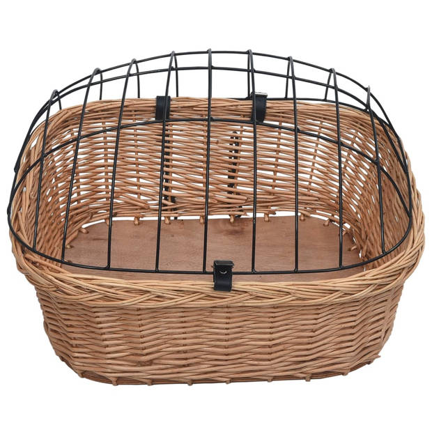 The Living Store Fietsmand Vintage Stijl - Natuurlijk Wilgenhout - 50 x 45 x 35 cm - Draagvermogen 7 kg