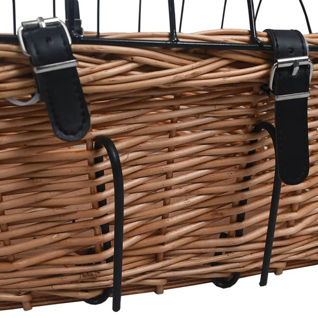 The Living Store Fietsmand Vintage Stijl - Natuurlijk Wilgenhout - 50 x 45 x 35 cm - Draagvermogen 7 kg