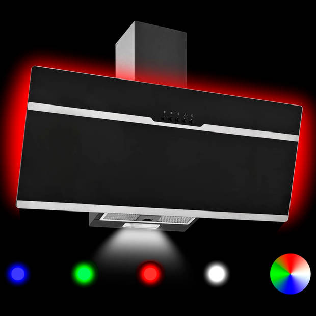 vidaXL Afzuigkap RGB-LED 90 cm roestvrij staal en gehard glas