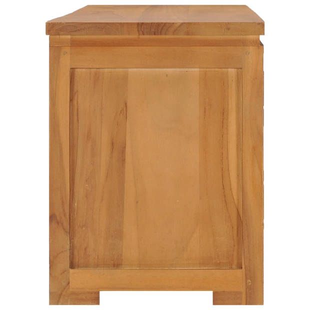 The Living Store Teak Tv-meubel - 110 x 30 x 40 cm - Rustieke stijl - Massief teakhout - 2 deuren - 2 vakken