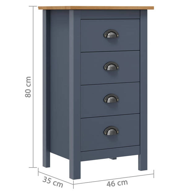 vidaXL Dressoir Hill 46x35x80 cm massief grenenhout grijs