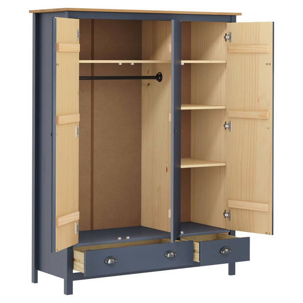 The Living Store Hill Klerenkast - 127 x 50 x 170 cm - Grijs en Honingbruin