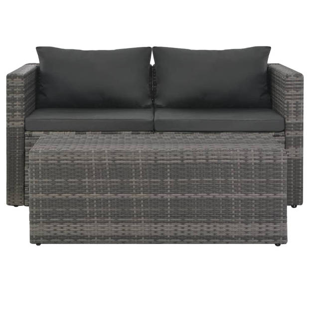 VidaXL Loungeset Met Kussens 6-delig Poly Rattan Grijs | Blokker