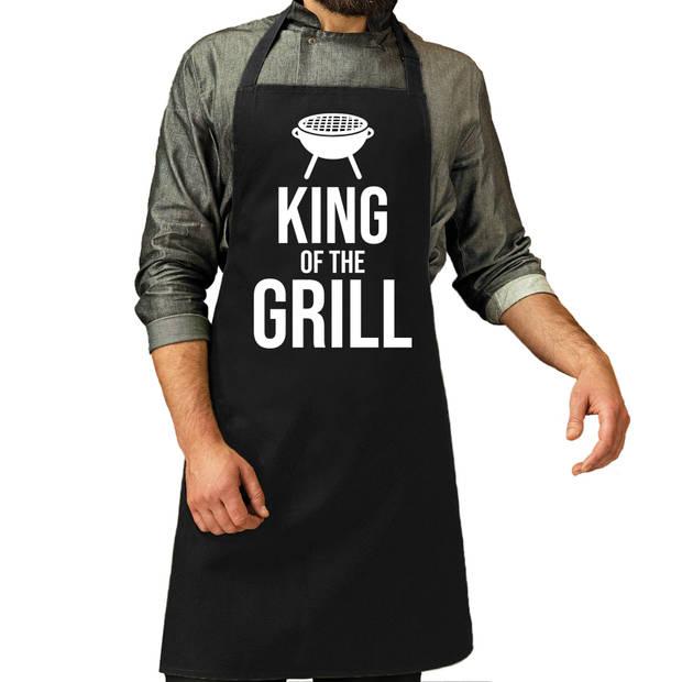 BBQ/barbecue gereedschap set 3-delig RVS met zwart schort King of the grill - Barbecuegereedschapset