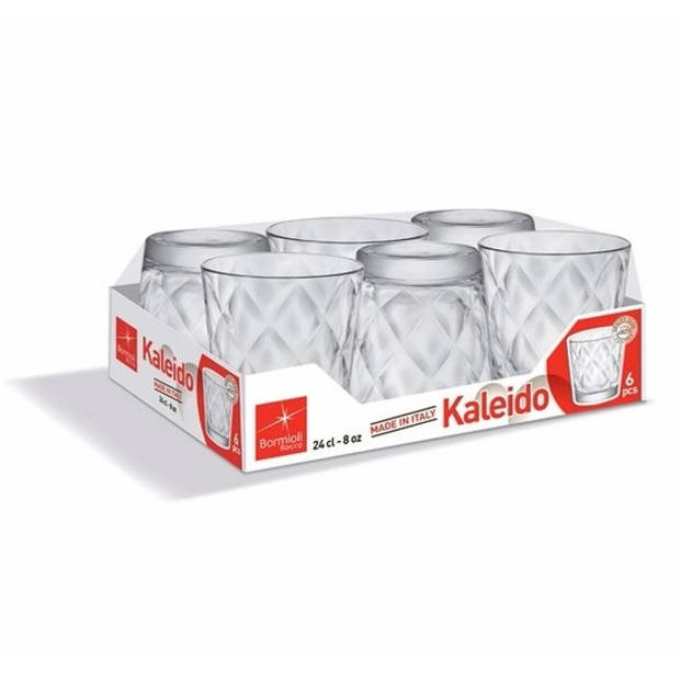 12x stuks waterglazen/sapglazen Kaleido 240 ml - Drinkglazen