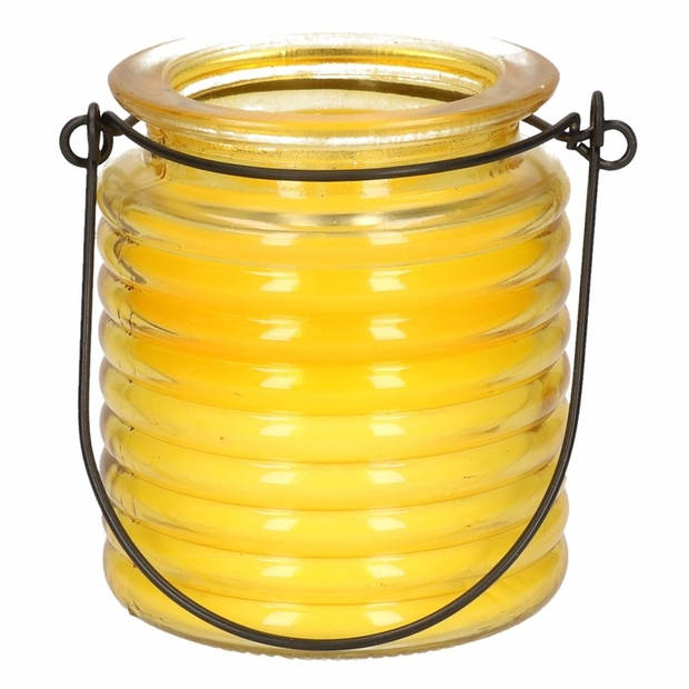2x Geurkaarsen citroen anti muggen in geel glas - geurkaarsen