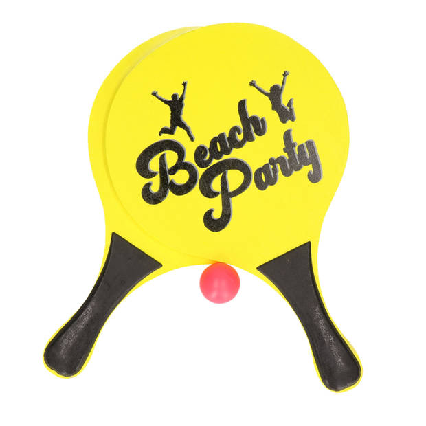 Houten beachball set geel met extra balletjes - Beachballsets