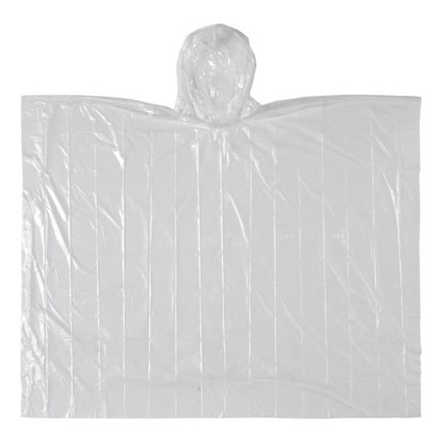 20x Transparante biologisch afbreekbare plastic regenponcho voor volwassenen - Regenponcho's
