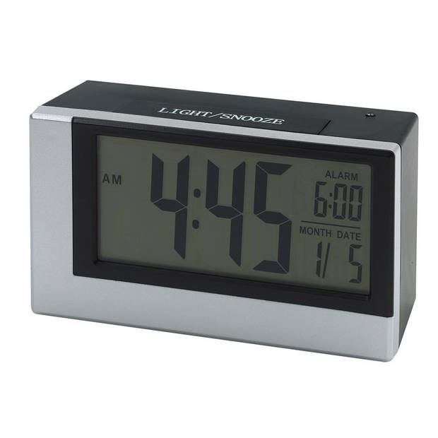 Digitale klok grijs met alarm en lichtsensor 12,5 cm - Wekkers