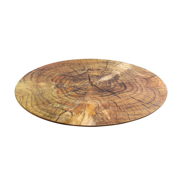 6x Ronde placemat/tafel onderlegger boomstam hout print 38 cm - Placemats