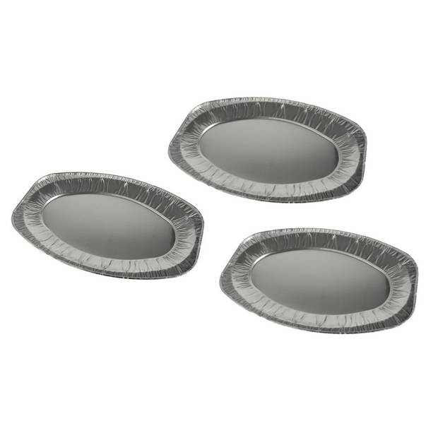 Aluminium BBQ/diner serveerschalen 3x stuks van 43 x 28 cm - Snack en tapasschalen