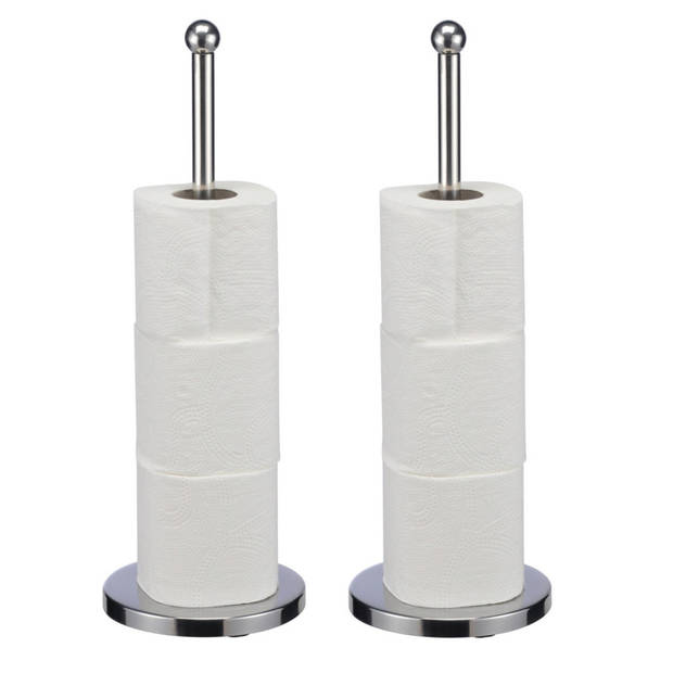 2x Badkamer/toilet wc-rol houders RVS 42 cm - Toiletrolhouders