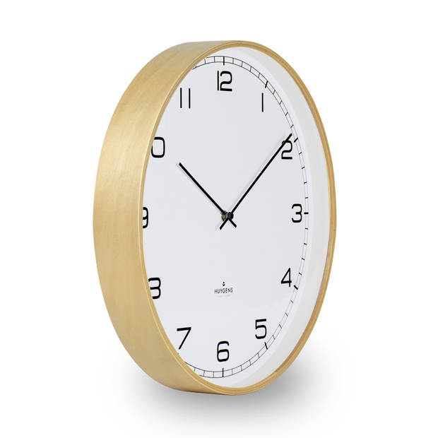 Huygens - Wood 25 Arabic - Wit - Wandklok - Stil - Quartz uurwerk