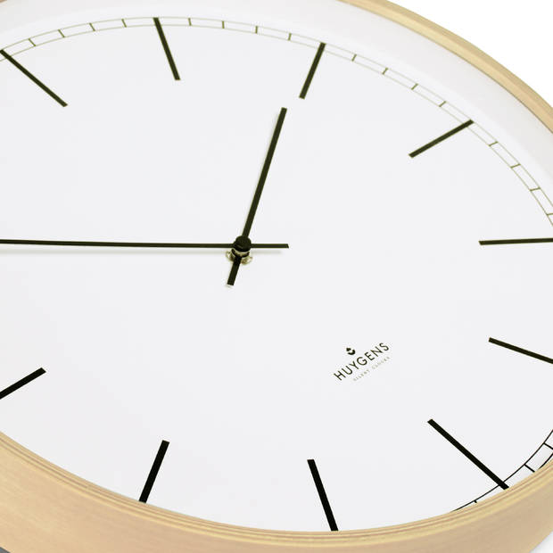 Huygens - Wood 25 Index - Wit - Wandklok - Stil - Quartz uurwerk