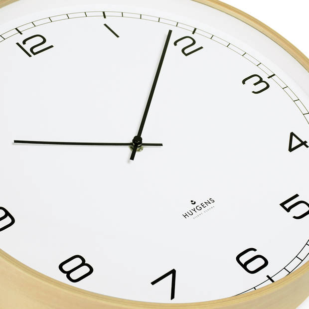 Huygens - Wood 35 Arabic - Wit - Wandklok - Stil - Quartz uurwerk