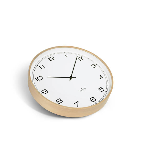 Huygens - Wood 45 Arabic - Wit - Wandklok - Stil - Quartz uurwerk