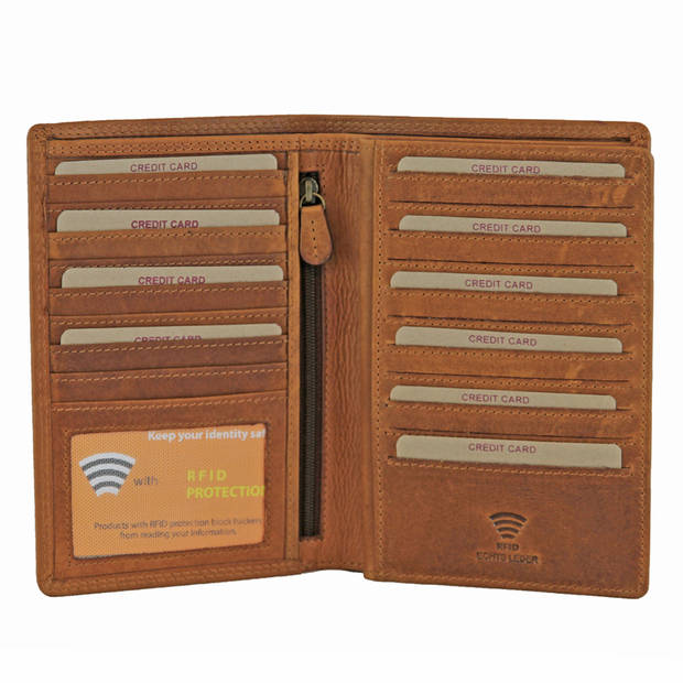 HillBurry V88833 Leren mapje voor Autopapieren Paspoort en Pasjes - RFID - Bruin