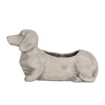 Clayre & Eef Grijze Bloempot hond 24*9*13 cm 6TE0305