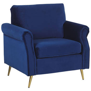 Beliani VIETAS - Fauteuil-Blauw-Fluweel