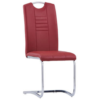 The Living Store Zwevende Eetkamerstoelen - Set van 4 - Rood - 42 x 52 x 100 cm - Kunstleer