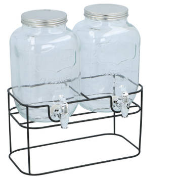 2x Glazen limonadetaps met brede standaard 4 liter - Drankdispensers