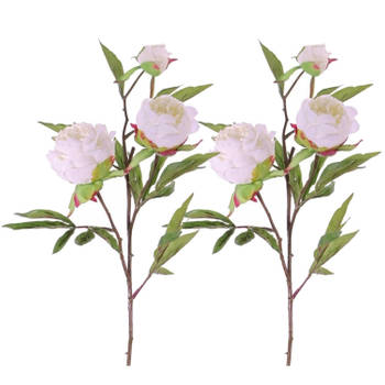 3x stuks pioenroos takken wit kunstbloemen 73 cm - Kunstbloemen