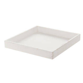 Houten white wash kaarsenplateau onderzet bord/kaarsonderzetter 30 x 30 cm - Kaarsenplateaus