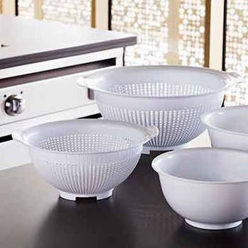 Witte kunststof keuken vergieten set van 23 en 28 cm diameter - Vergieten