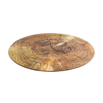 Ronde placemat/tafel onderlegger boomstam hout print 38 cm - Placemats