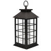 1x Zwarte decoratie lantaarns met LED lampjes 31 cm - Lantaarns