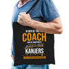 Trotse coach van de beste kanjers katoenen kado tas heren zwart voor coaches - Feest Boodschappentassen