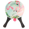 Actief speelgoed tennis/beachball setje zwart met flamingomotief - Beachballsets