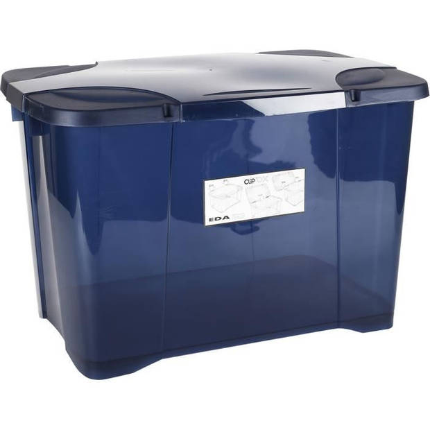 EDA PLASTIC Clip'Box 60 L opbergdoos - Blauw deksel met scharnier - 60 x 40 x 40 cm