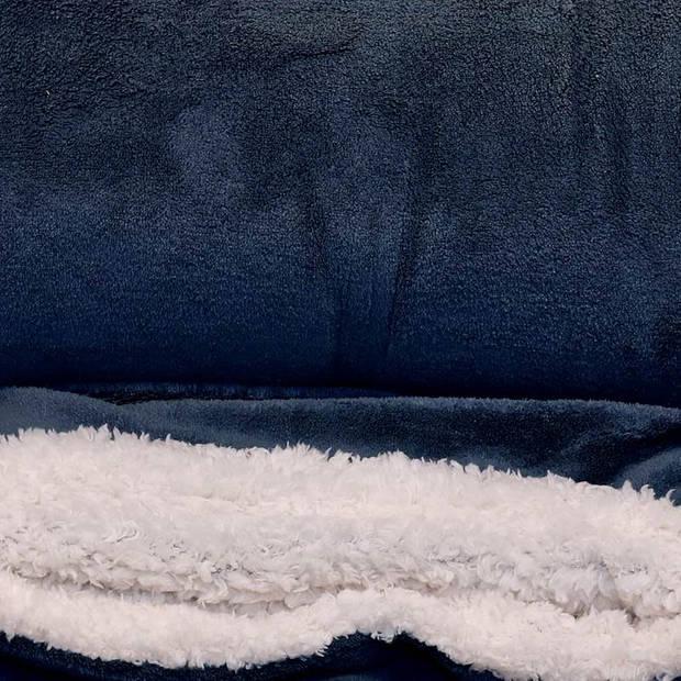 Unique Living Lars fleece plaid XL - 100% polyester - 220x240 cm - Dark Blue