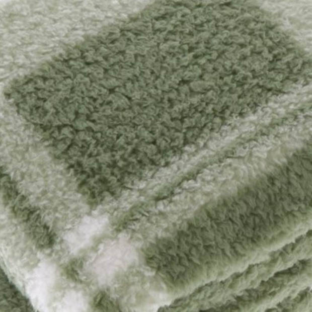 Unique Living Guus fleece plaid - Fleece polyester - 150x200 cm - Oil green