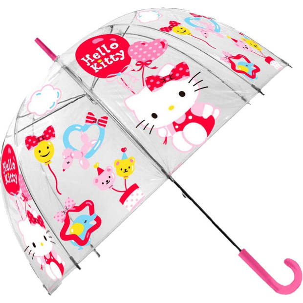 Kinder paraplu transparant Hello Kitty 48 cm - Paraplu's