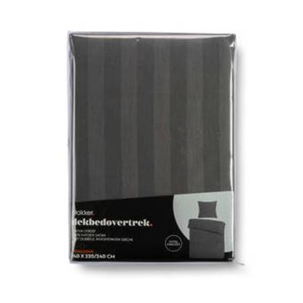 Blokker dekbedovertrek satijnstreep - 140x220/240 cm - grijs