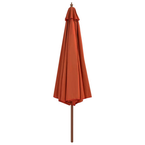 vidaXL Parasol met houten paal 350 cm terracottakleurig
