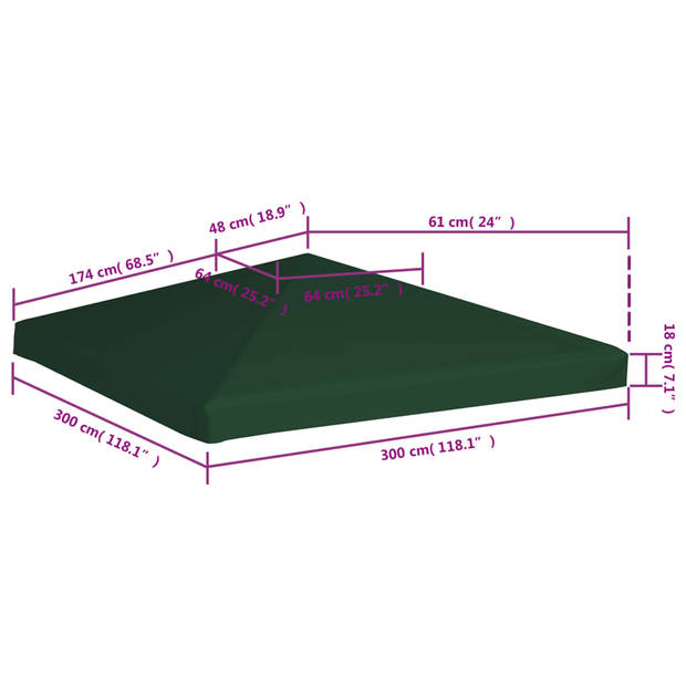 vidaXL Prieeldak 310 g/m² 3x3 m groen